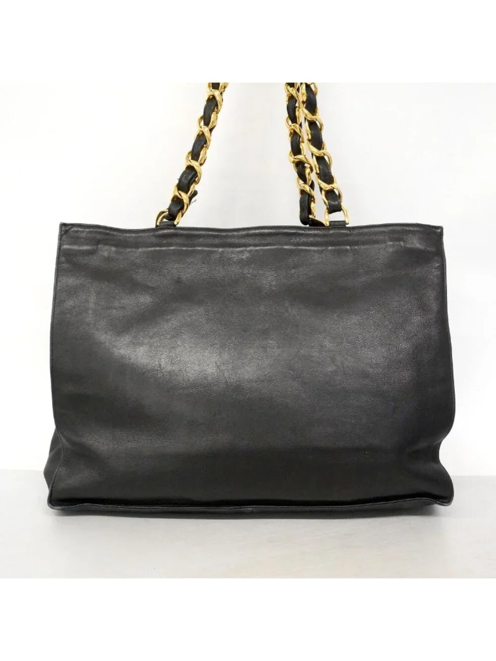 Chanel Chain Tote Lambskin Black Gold